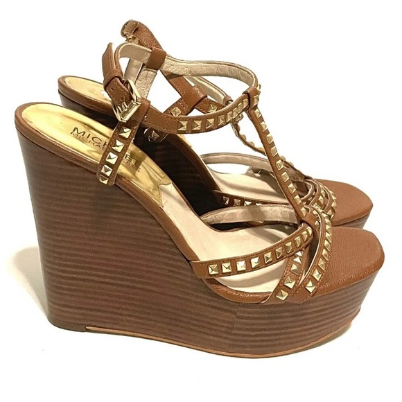 Michael Kors Alexi Studded T Strap Wedge Sandal 7.5 - Picture 3 of 9